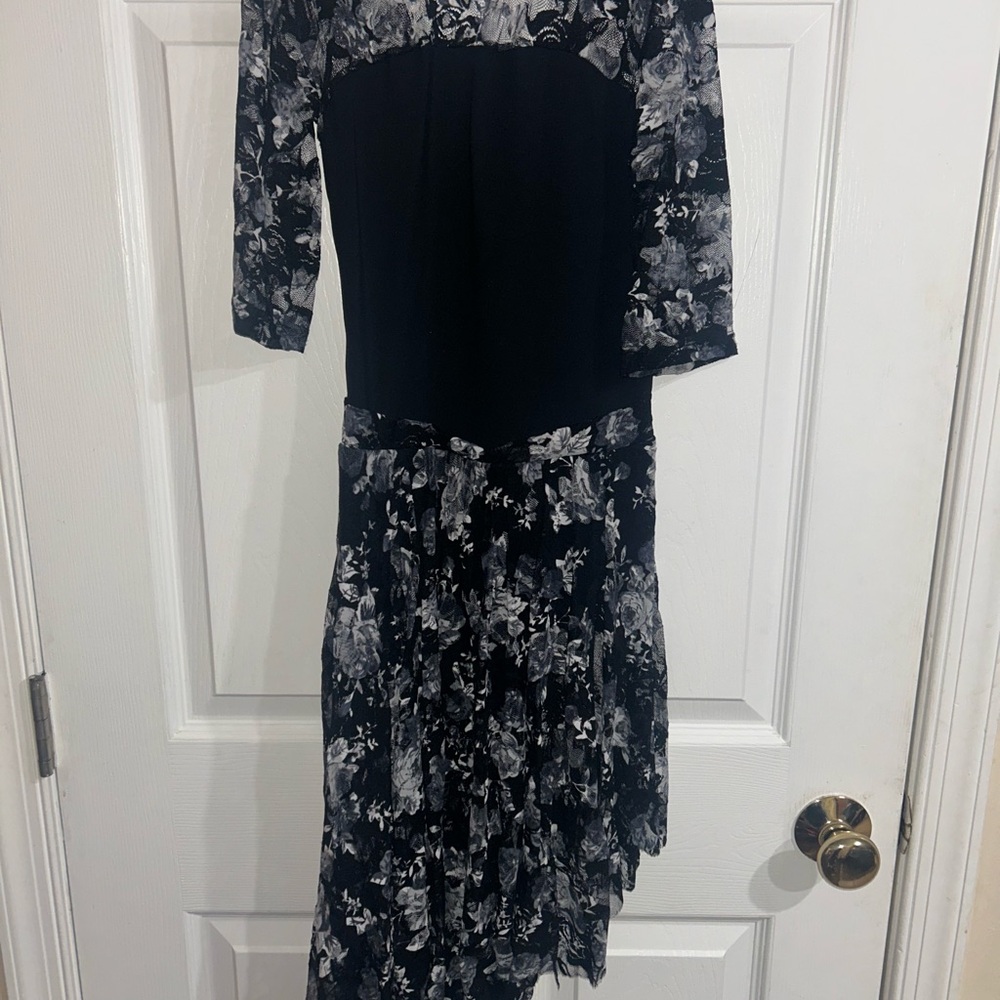 Elegant Black and White Floral Dress